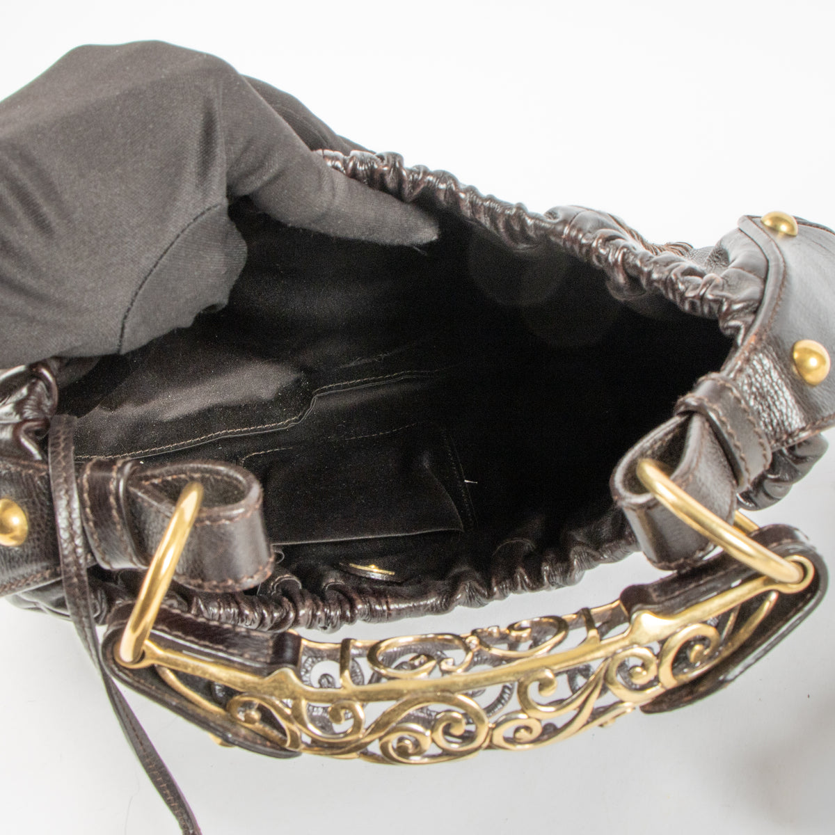 Shop this authentic Saint Laurent Dark Brown Mombasa Vincennes Small Bag pre-loved on labellov.com