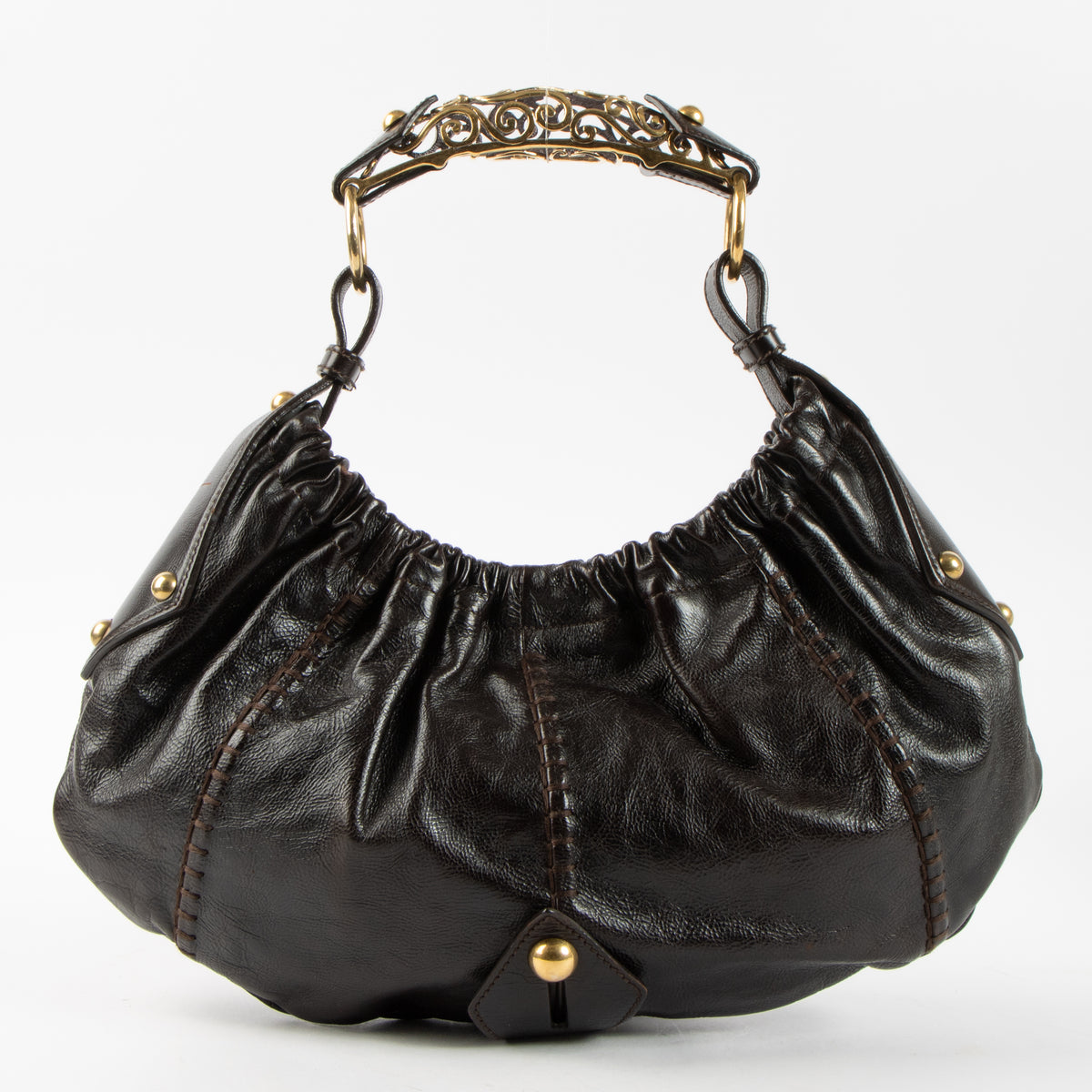 Shop this authentic Saint Laurent Dark Brown Mombasa Vincennes Small Bag pre-loved on labellov.com
