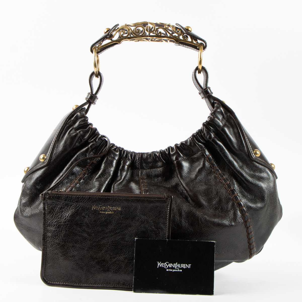 Shop this authentic Saint Laurent Dark Brown Mombasa Vincennes Small Bag pre-loved on labellov.com