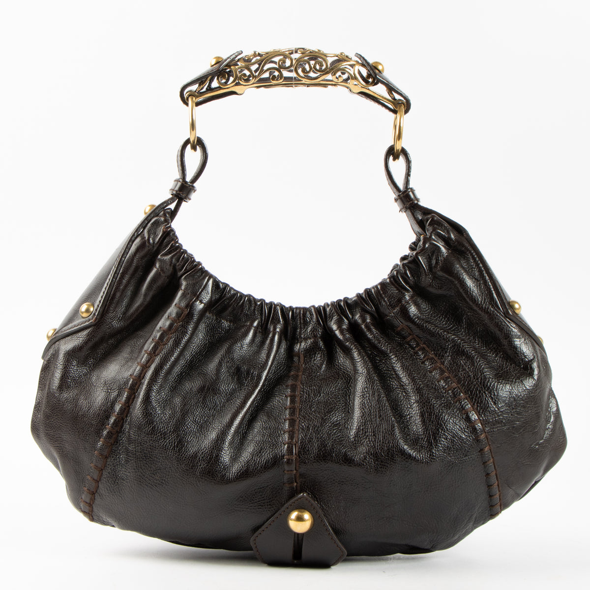 Shop this authentic Saint Laurent Dark Brown Mombasa Vincennes Small Bag pre-loved on labellov.com