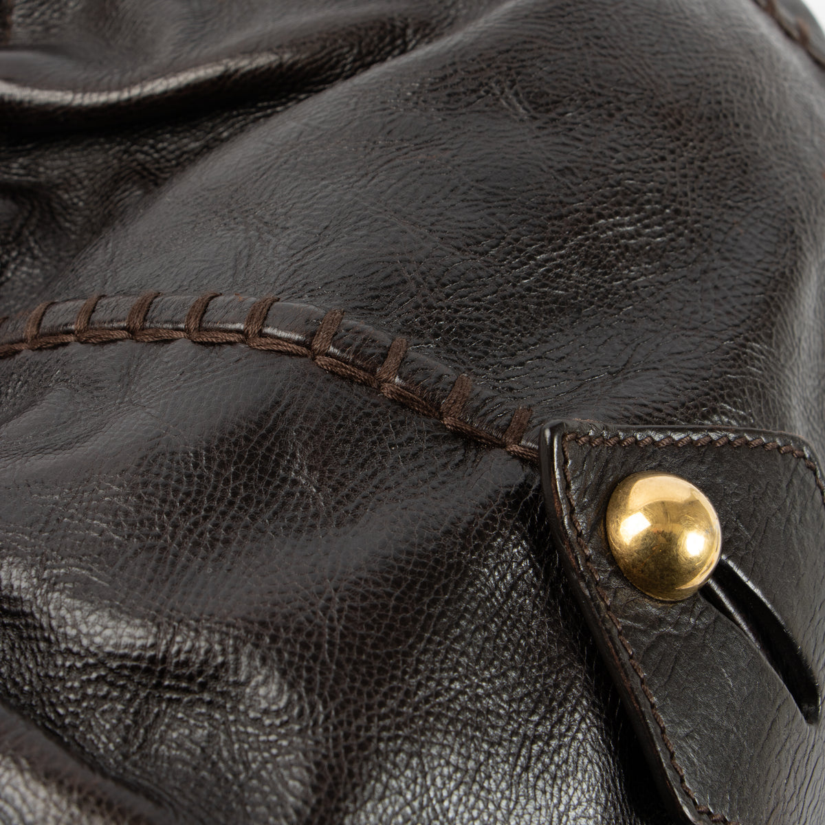Shop this authentic Saint Laurent Dark Brown Mombasa Vincennes Small Bag pre-loved on labellov.com