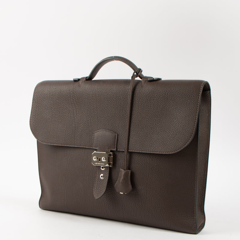 Shop this authentic luxury Hermès Sac A Depeches Light I-37 Ebene Togo PHW Pre-loved on Labellov.com