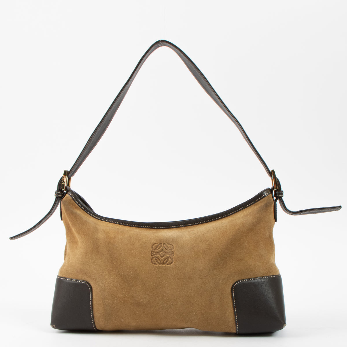 Shop this authentic Loewe Vintage Beige Suede Shoulder Bag pre-loved on Labellov.com