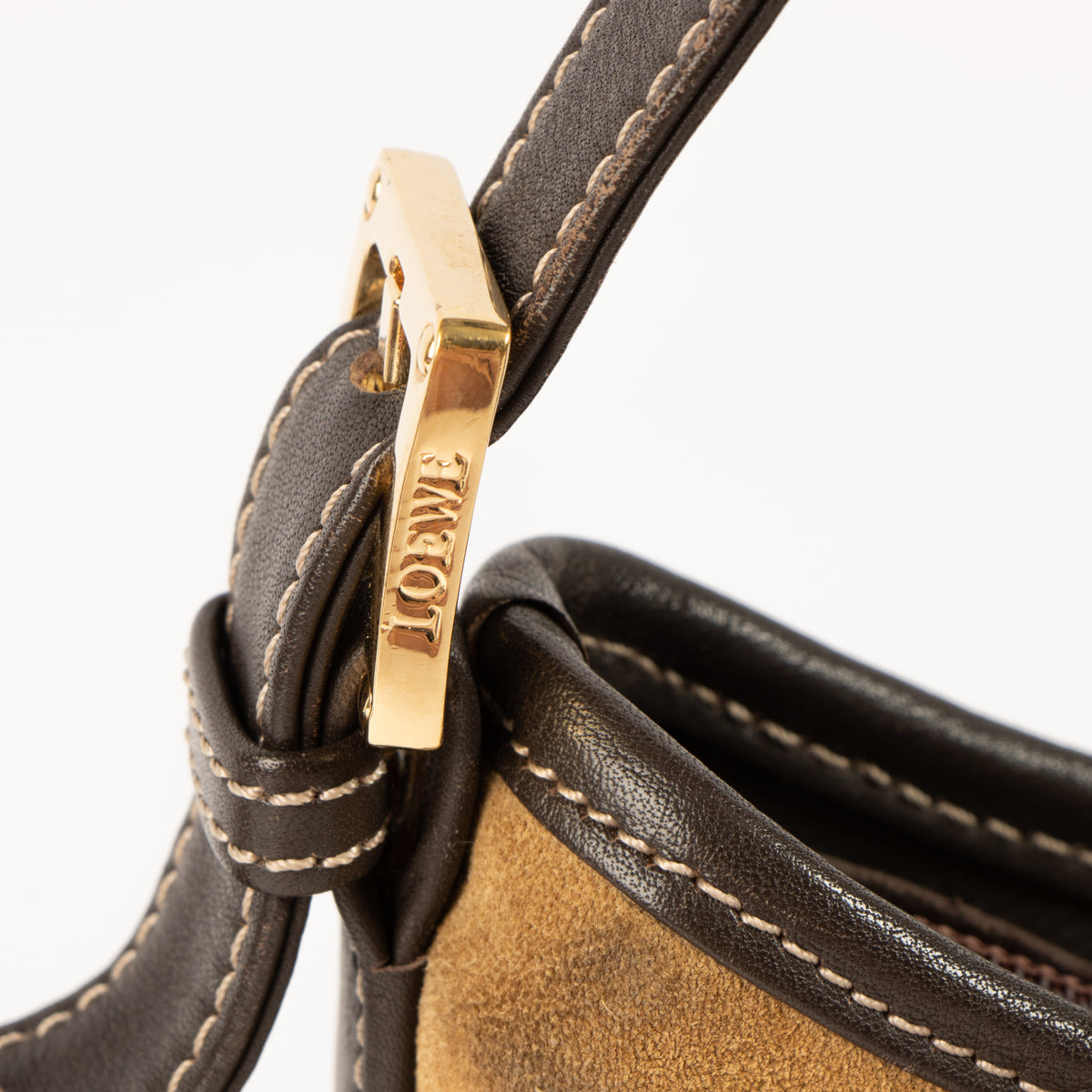 Shop this authentic Loewe Vintage Beige Suede Shoulder Bag pre-loved on Labellov.com