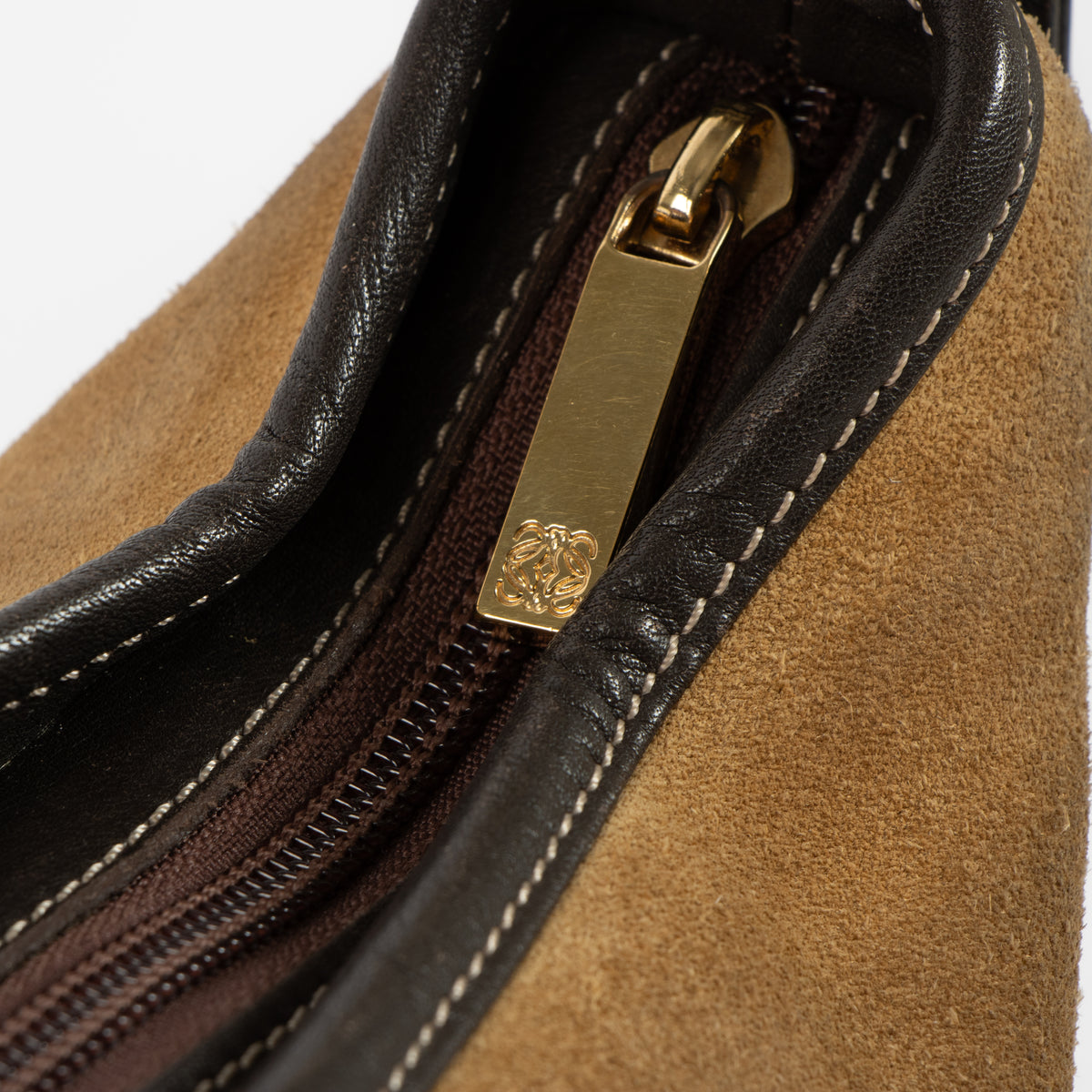 Shop this authentic Loewe Vintage Beige Suede Shoulder Bag pre-loved on Labellov.com