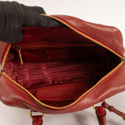 Shop this authenticPrada Red Vitello Daino Bowling Bag Pre-Loved on Labellov.com