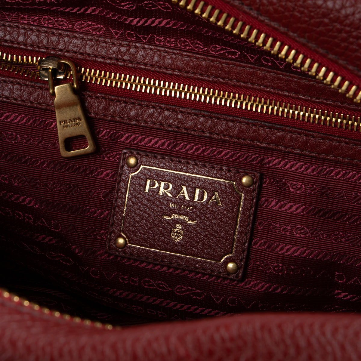 Shop this authenticPrada Red Vitello Daino Bowling Bag Pre-Loved on Labellov.com