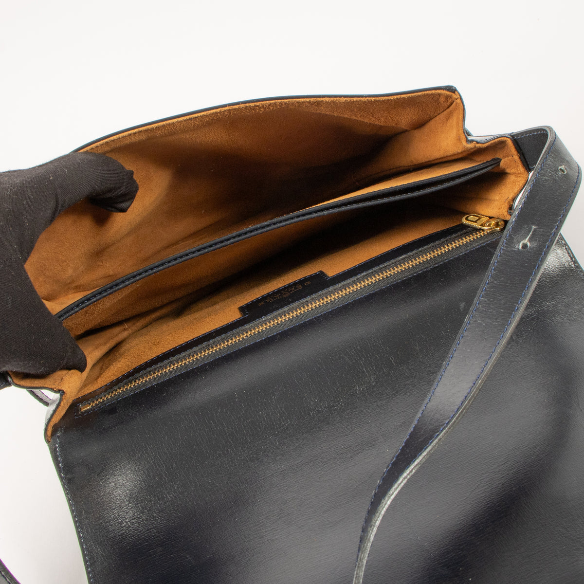 Shop this authentic Delvaux Vintage Blue Box Calf Flap Bag pre-loved on Labellov.com