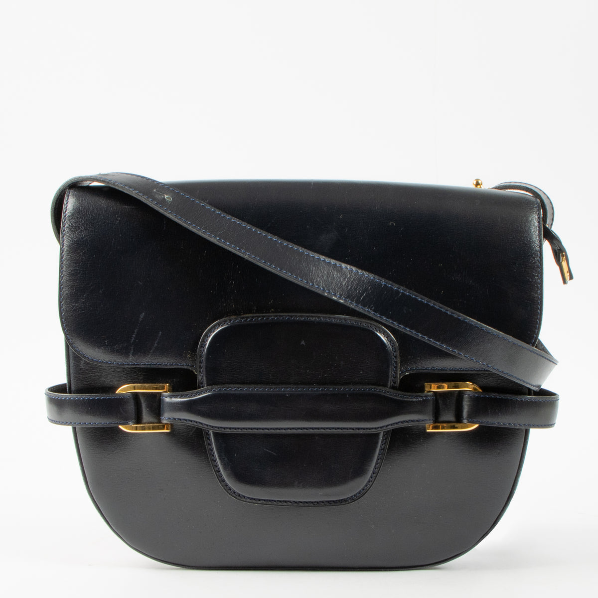 Shop this authentic Delvaux Vintage Blue Box Calf Flap Bag pre-loved on Labellov.com