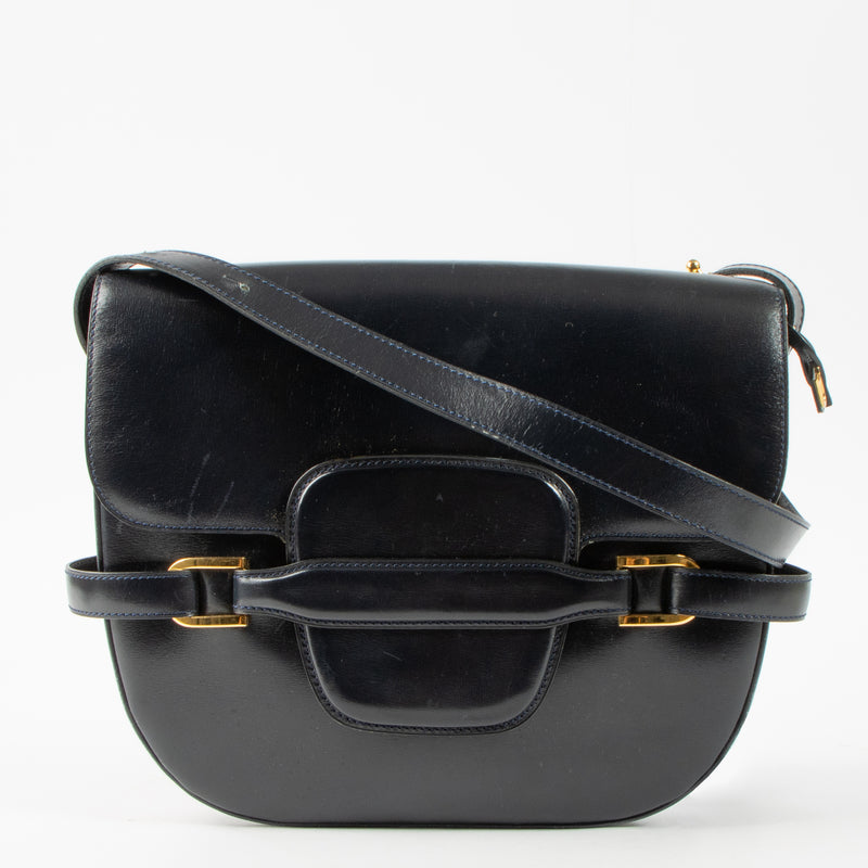 Shop this authentic Delvaux Vintage Blue Box Calf Flap Bag pre-loved on Labellov.com