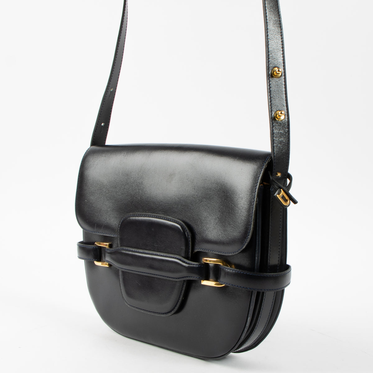 Shop this authentic Delvaux Vintage Blue Box Calf Flap Bag pre-loved on Labellov.com