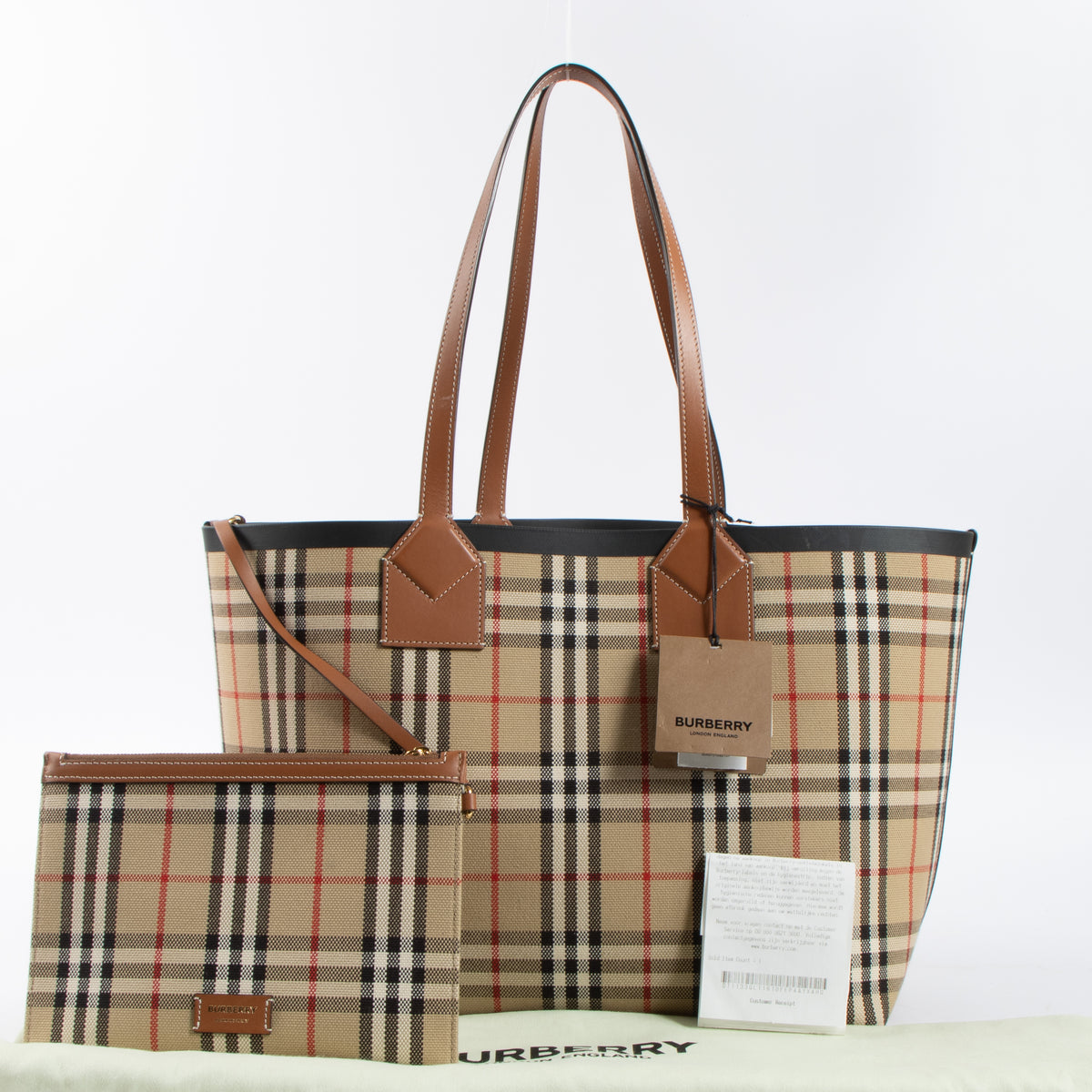 Shop this authentic Burberry Briar Brown Check Large London Tote Bag Pre-Loved on Labellov.com