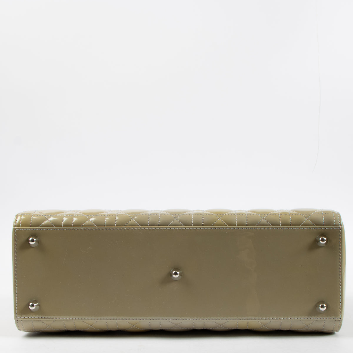 Christian Dior Grey Patent Leather Large Lady Dior Bag