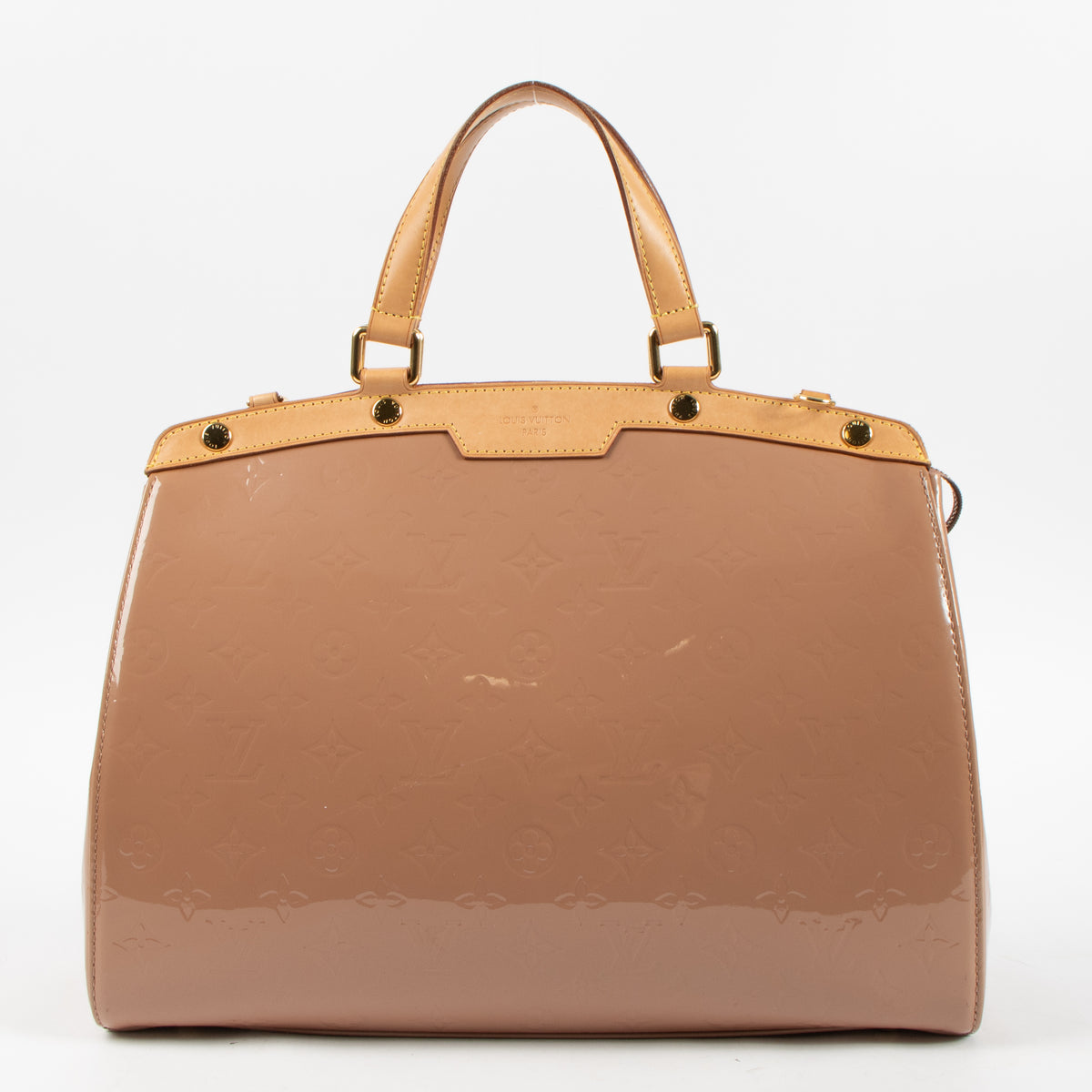Shop this authentic Louis Vuitton Beige Poudre Monogram Vernis Brea GM Bag Pre-Loved on Labellov.com