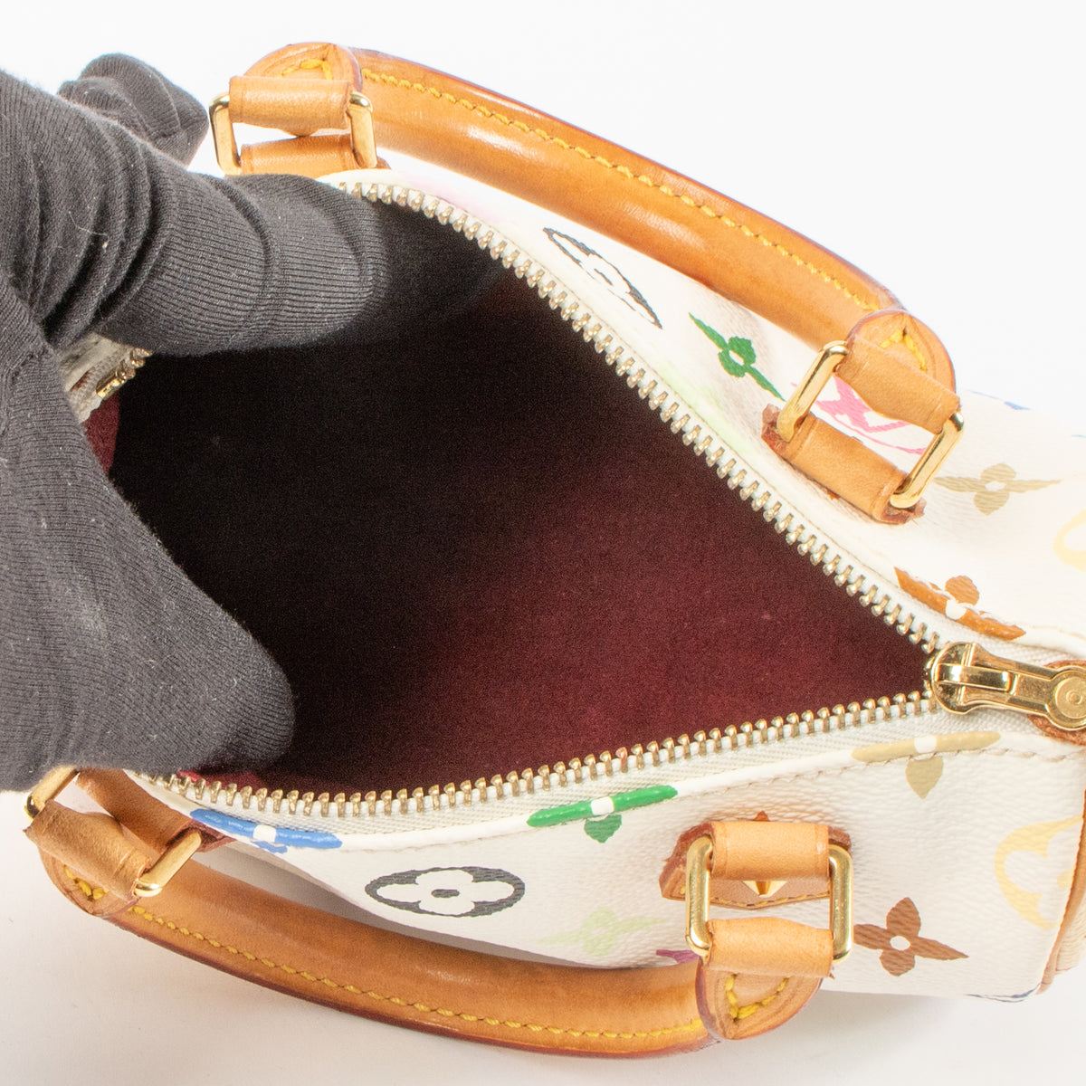 Shop this authentic Louis Vuitton x Murakami White Monogram Multicolor Speedy Mini HL Bag Pre-Loved on Labellov.com
