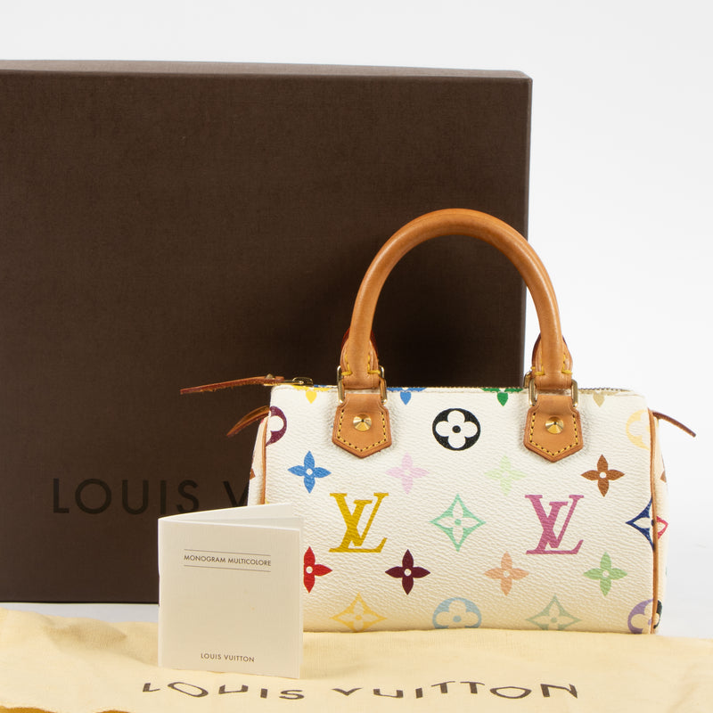 Shop this authentic Louis Vuitton x Murakami White Monogram Multicolor Speedy Mini HL Bag Pre-Loved on Labellov.com