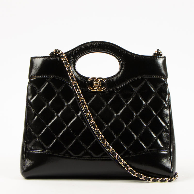 Chanel Black Shiny Lambskin Chanel 31 Mini Shopping Bag