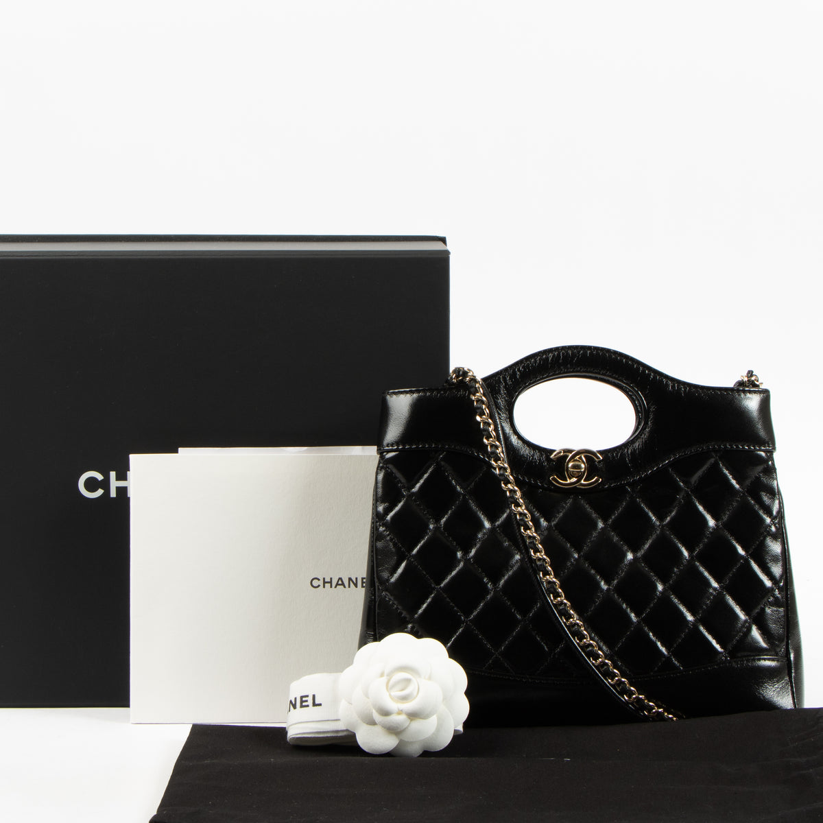 Chanel Black Shiny Lambskin Chanel 31 Mini Shopping Bag