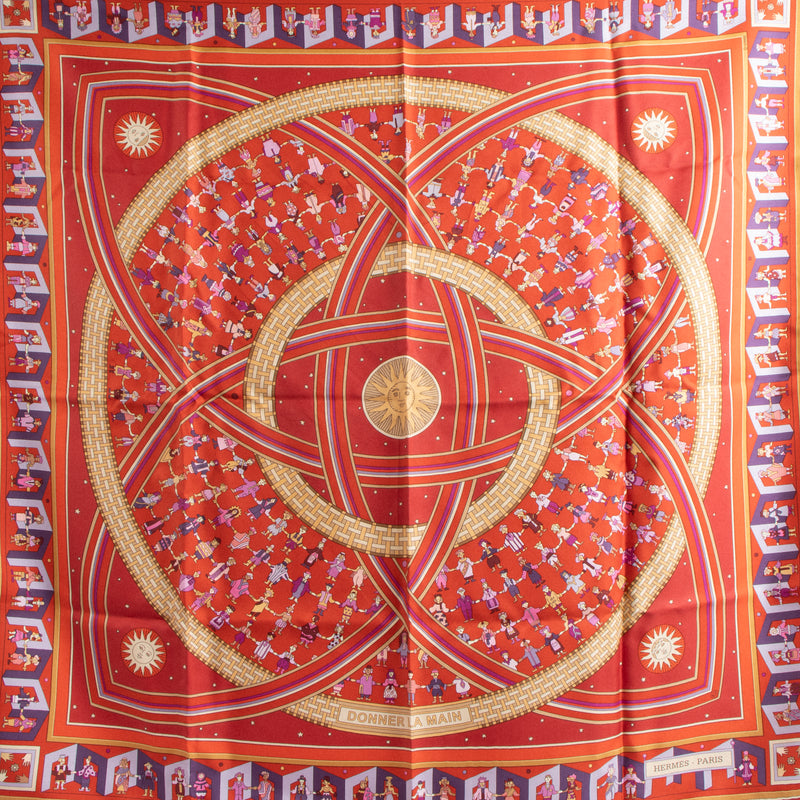  Shop this authentic Hermes Donner la main Red Silk 90 Scarf Pre-Loved on Labellov.com