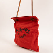 Shop this authentic Hermes Red/Gold Herringbone Canvas/Swift Aline Glooming Bag Pre-Loved on Labellov.com