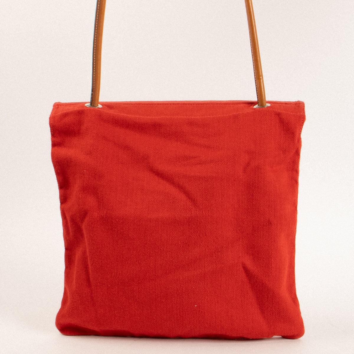 Shop this authentic Hermes Red/Gold Herringbone Canvas/Swift Aline Glooming Bag Pre-Loved on Labellov.com
