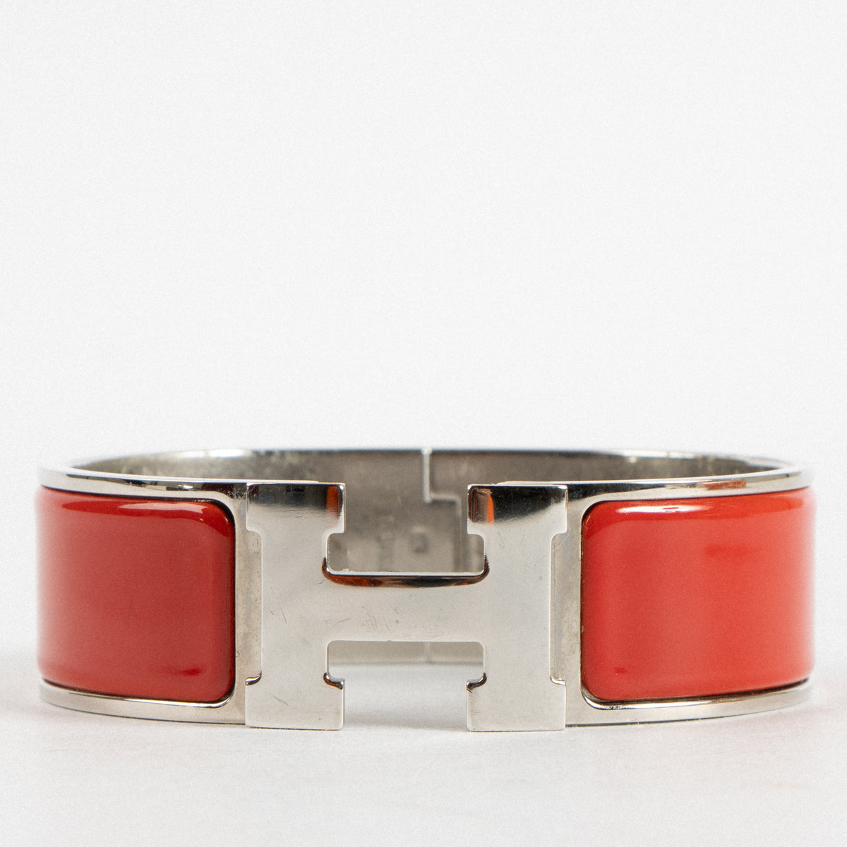 Shop this authentic Hermes Red Clic Clac H Bracelet Pre-Loved on Labellov.com