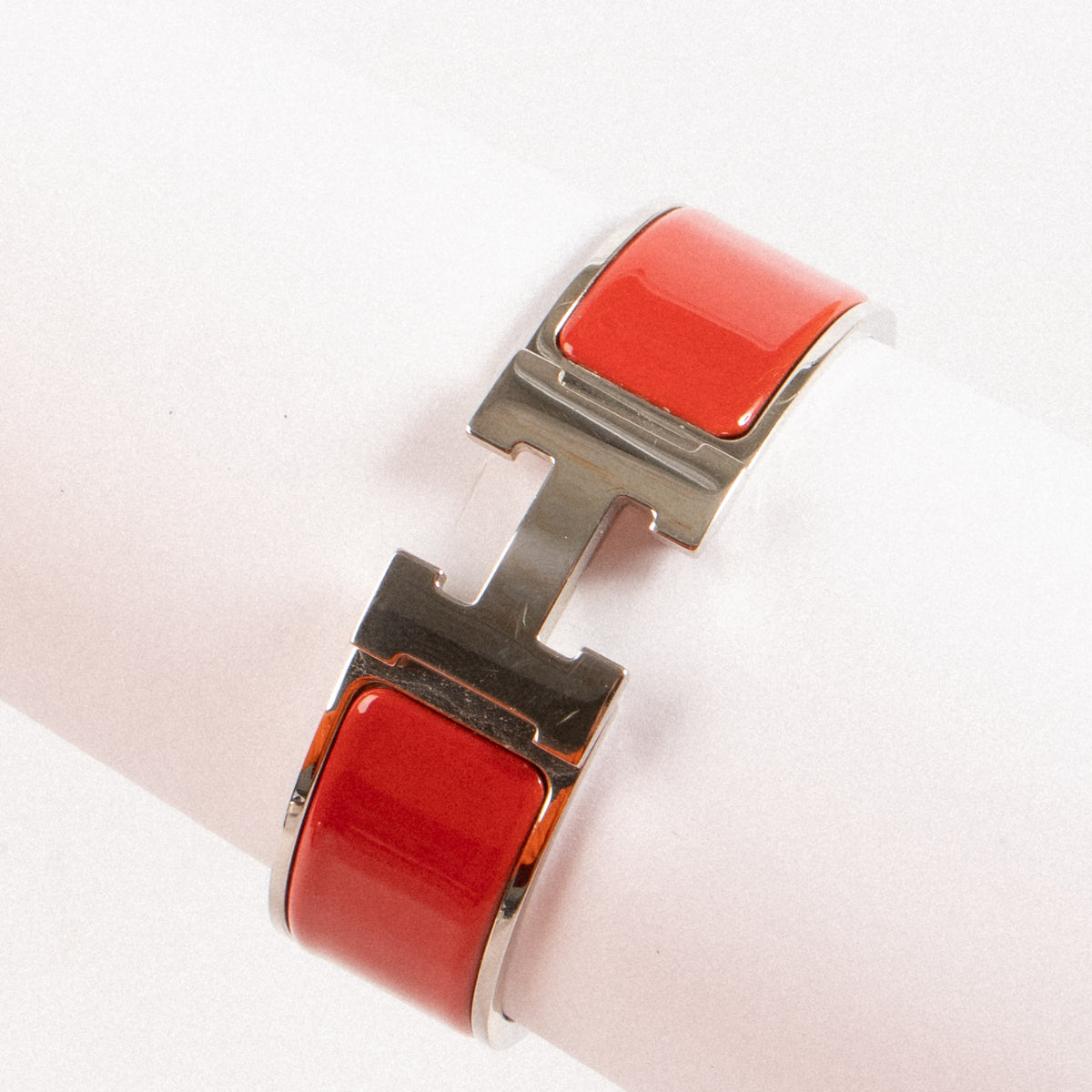 Shop this authentic Hermes Red Clic Clac H Bracelet Pre-Loved on Labellov.com