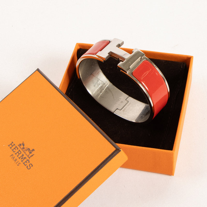 Shop this authentic Hermes Red Clic Clac H Bracelet Pre-Loved on Labellov.com