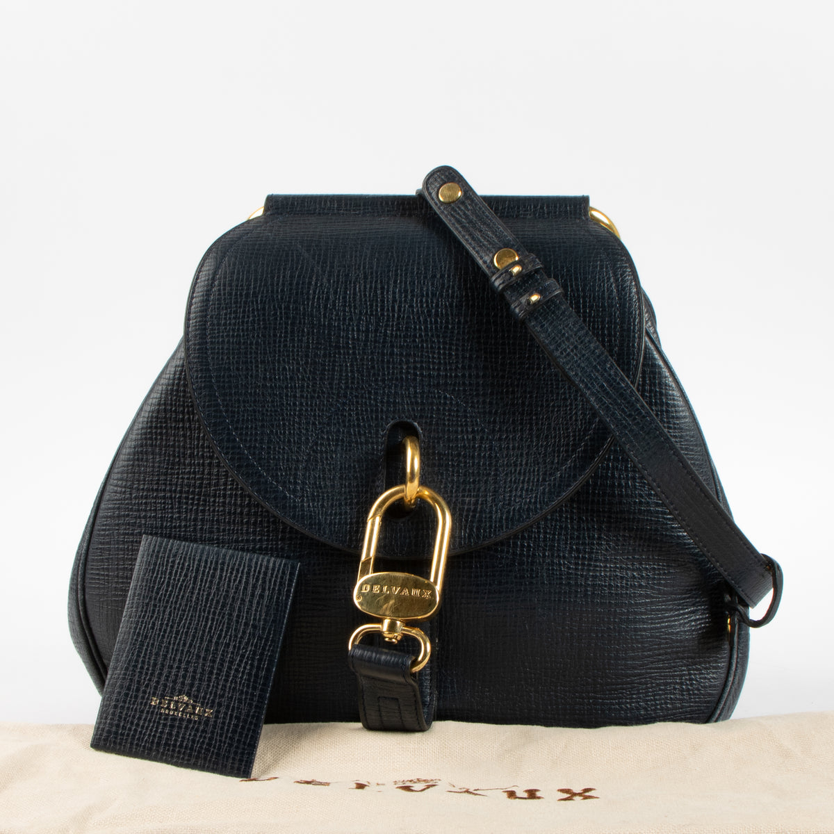 Shop the authentic Delvaux Blue Leather Cerceau Bag on Labellov.com.