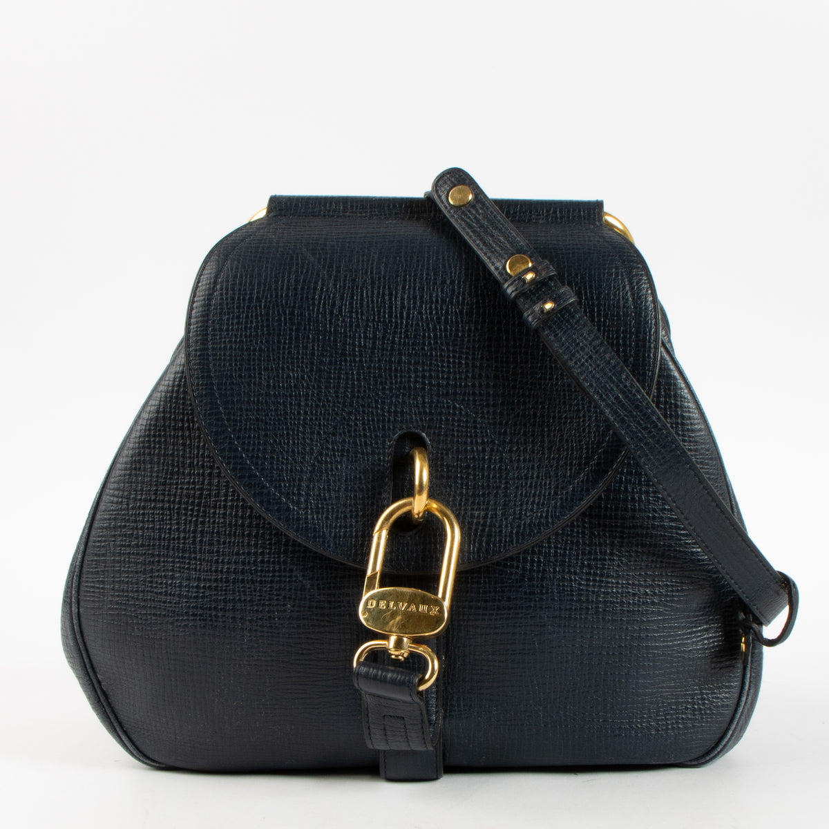Shop the authentic Delvaux Blue Leather Cerceau Bag on Labellov.com.