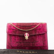 Shop this authentic Bulgari Fuchsia Karung Snakeskin Medium Serpenti Forever Bag pre-loved on Labellov.com