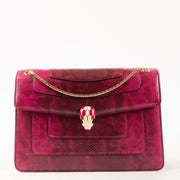 Shop this authentic Bulgari Fuchsia Karung Snakeskin Medium Serpenti Forever Bag pre-loved on Labellov.com