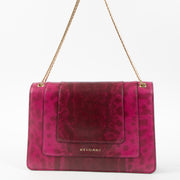 Shop this authentic Bulgari Fuchsia Karung Snakeskin Medium Serpenti Forever Bag pre-loved on Labellov.com
