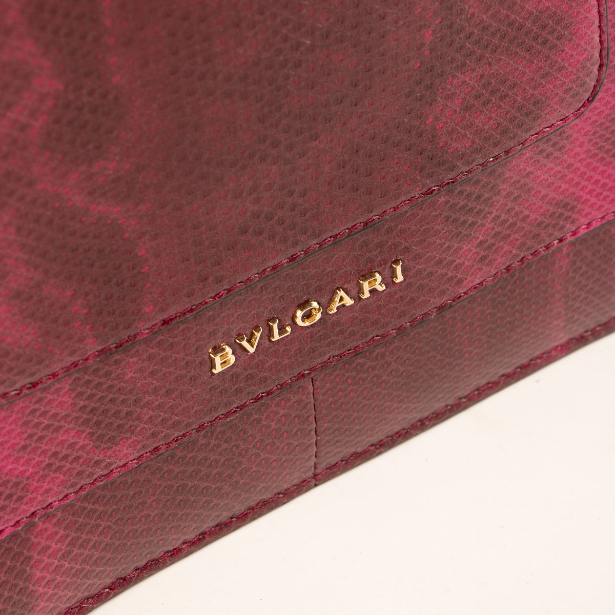Shop this authentic Bulgari Fuchsia Karung Snakeskin Medium Serpenti Forever Bag pre-loved on Labellov.com