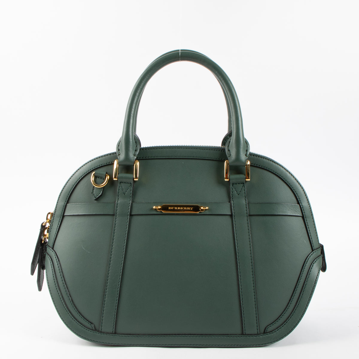 Shop this authentic Burberry Porosum Green Leather Knight Bag pre-loved on Labellov.com