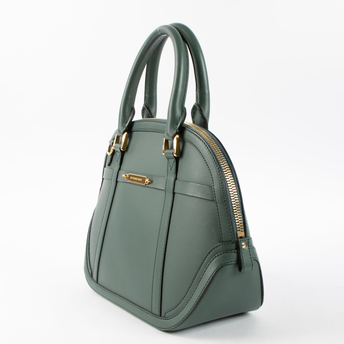 Shop this authentic Burberry Porosum Green Leather Knight Bag pre-loved on Labellov.com
