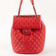 Shop this authentic Chanel Red Lambskin Urban Backpack pre-loved on Labellov.com