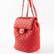 Shop this authentic Chanel Red Lambskin Urban Backpack pre-loved on Labellov.com