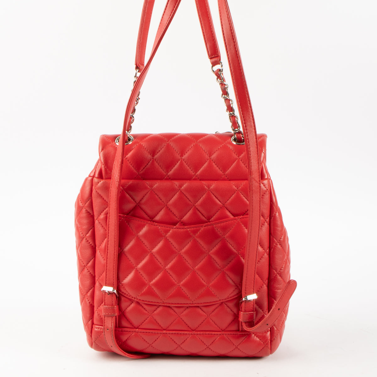 Shop this authentic Chanel Red Lambskin Urban Backpack pre-loved on Labellov.com