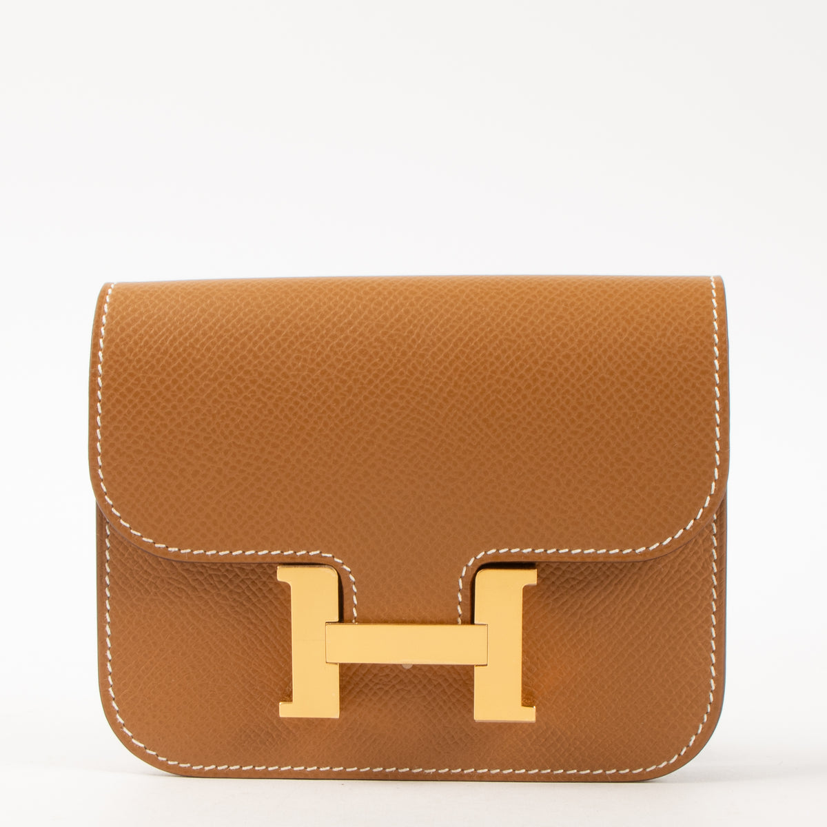 Shop this authentic Hermes Constance Slim Wallet Gold Evercolor GHW Pre-Loved on Labellov.com