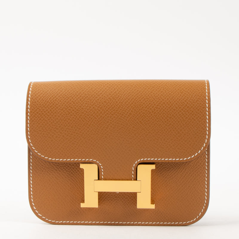 Shop this authentic Hermes Constance Slim Wallet Gold Evercolor GHW Pre-Loved on Labellov.com