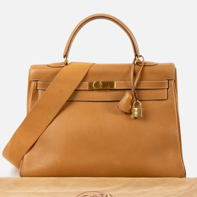 Hermes Kelly 35 Naturel Sable Ardennes GHW
