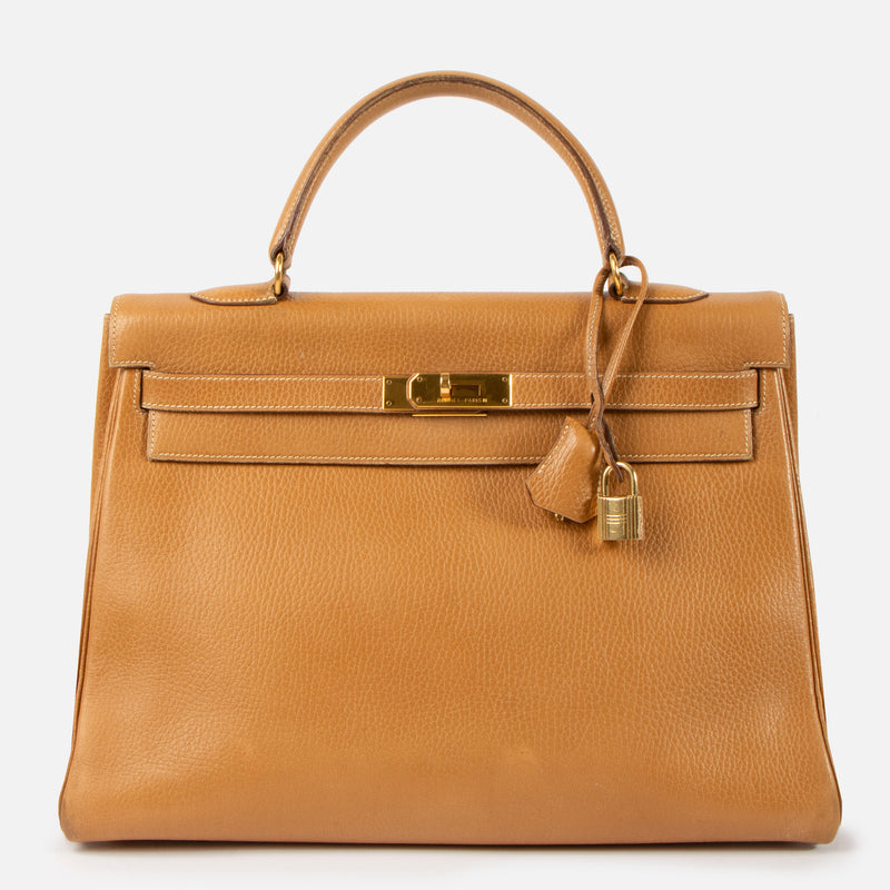 Hermes Kelly 35 Naturel Sable Ardennes GHW