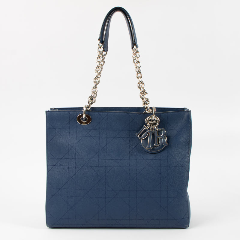 Shop this authentic Christian Dior Blue Cannage UltraDior Medium Tote Bag pre-loved on Labellov.com