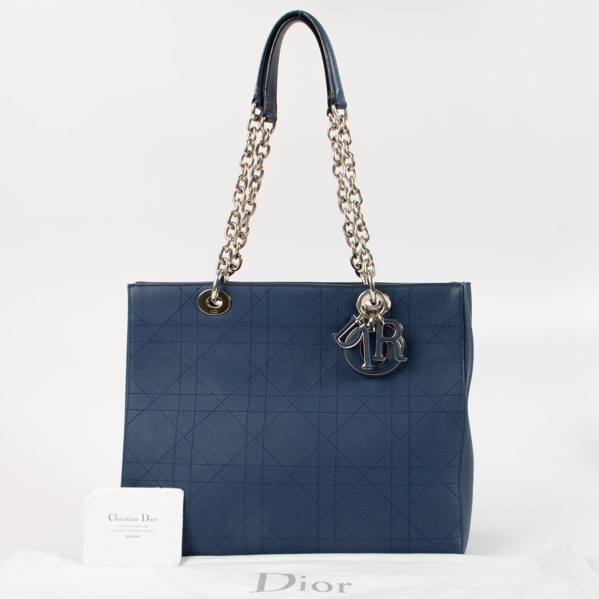 Shop this authentic Christian Dior Blue Cannage UltraDior Medium Tote Bag pre-loved on Labellov.com