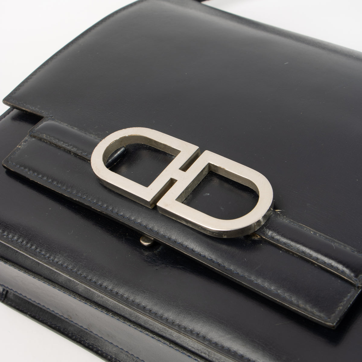 Shop this authentic Delvaux Vintage Blue Box Calf Shoulder bag pre-loved on Labellov.com