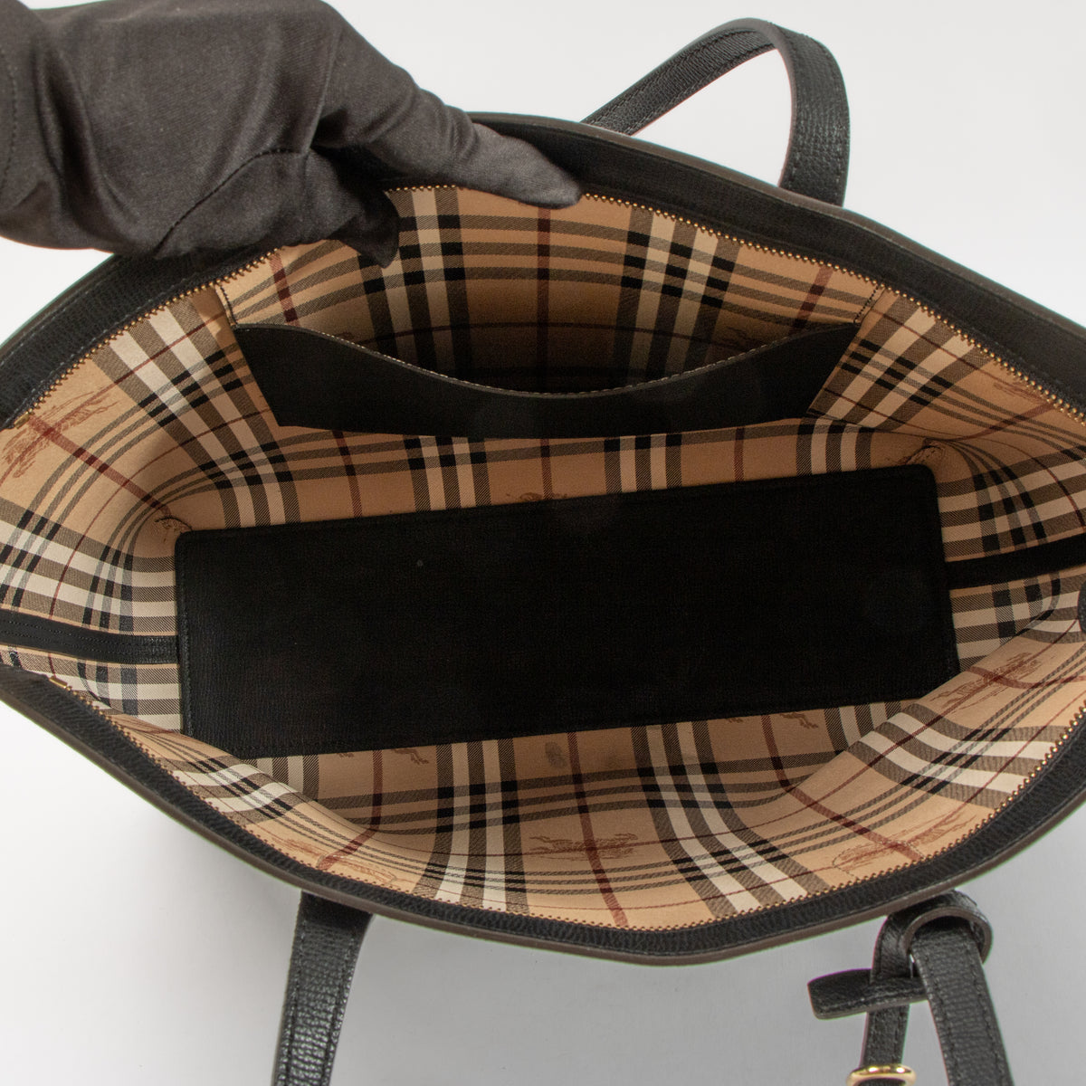 Shop this authentic Burberry Black Grained Leather Tote Shoulder Bag pre-loved on Labellov.com