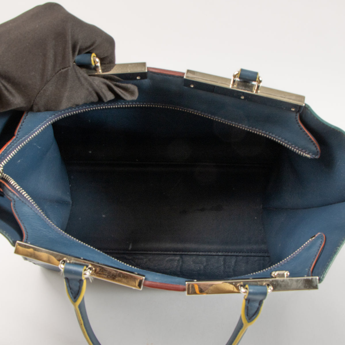 Shop this authentic Fendi Blue Leather 3Jours Top Handle Bag pre-loved on labellov.com
