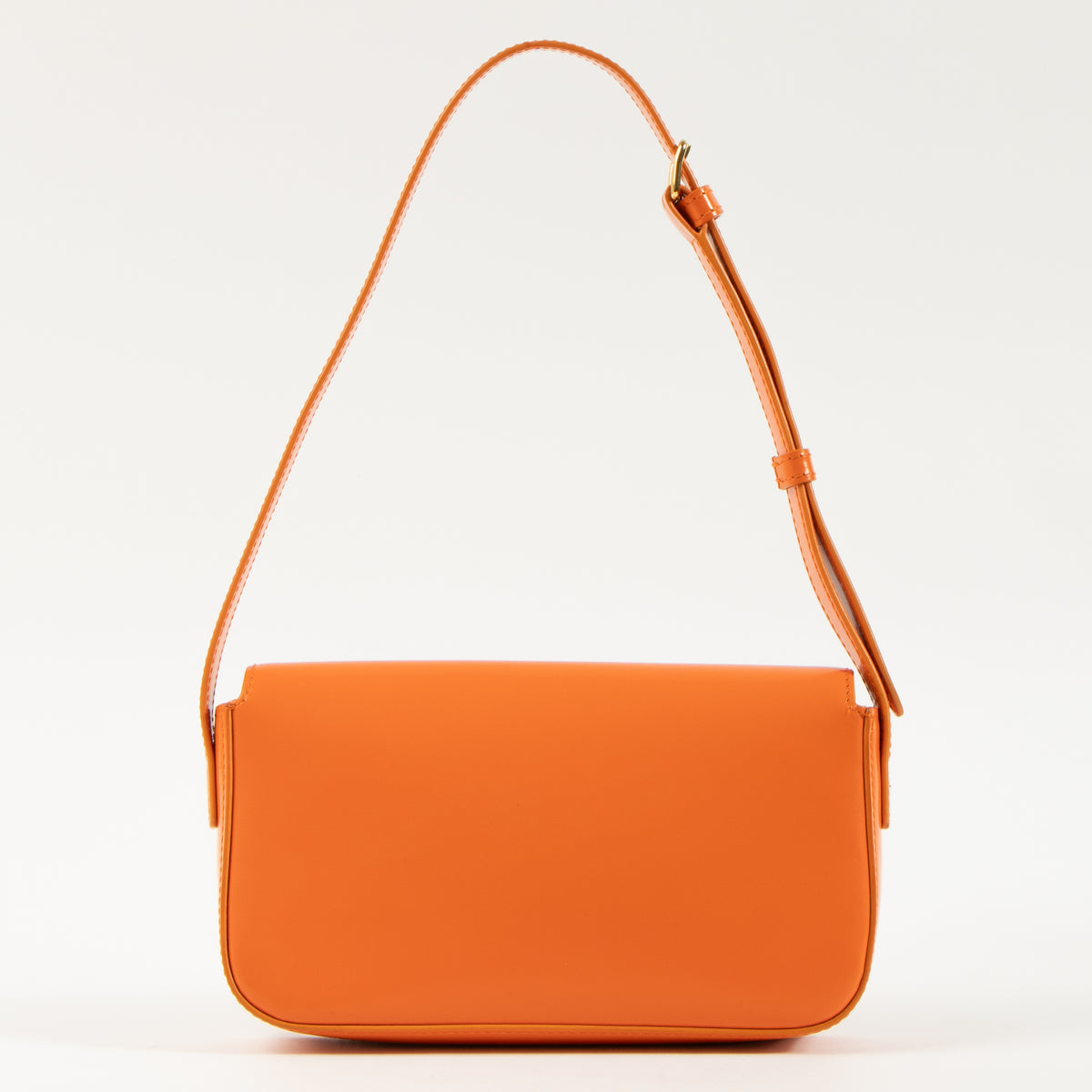 Shop this authentic Celine Orange Shiny Calfskin Claude Shoulder Bag pre-loved on Labellov.com
