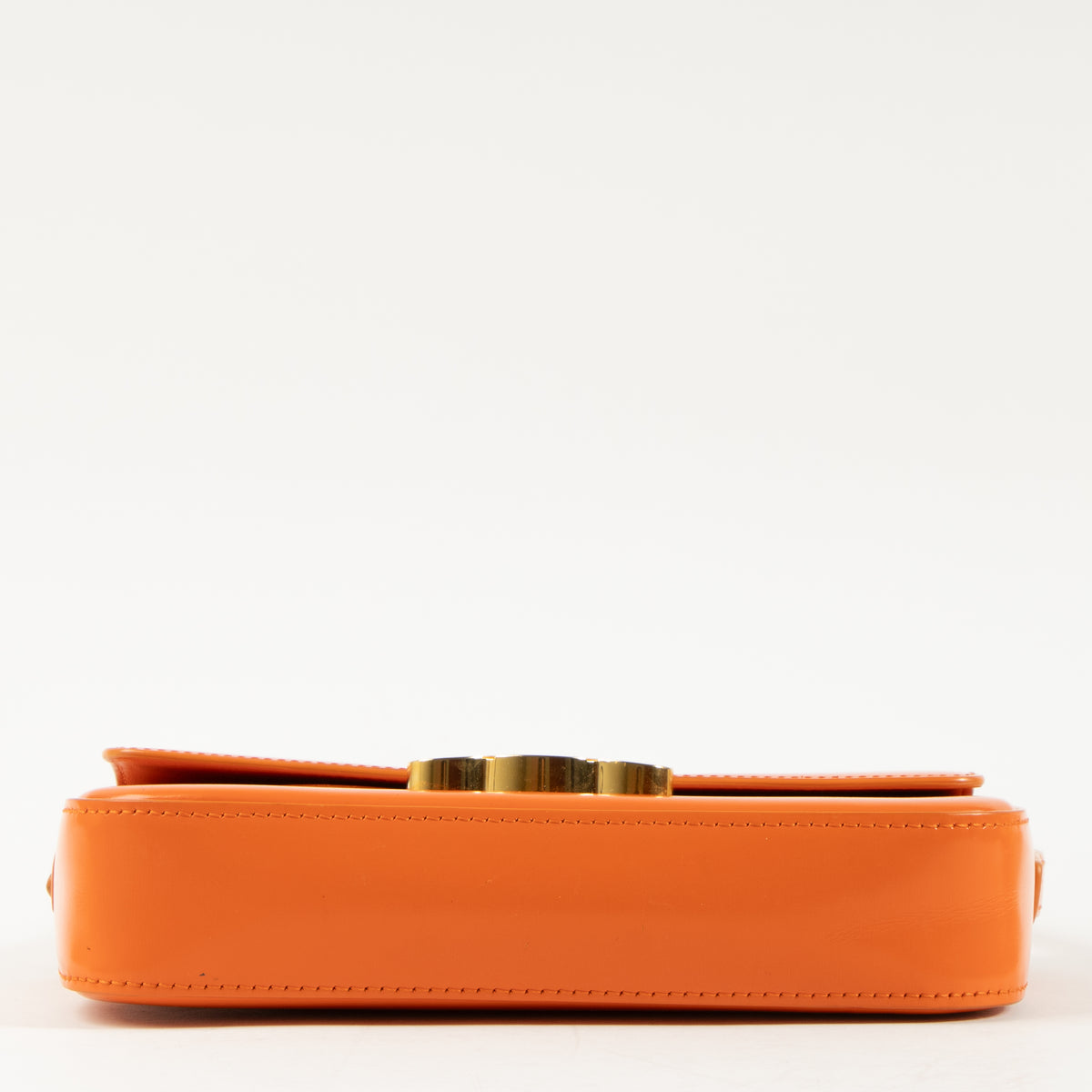Shop this authentic Celine Orange Shiny Calfskin Claude Shoulder Bag pre-loved on Labellov.com